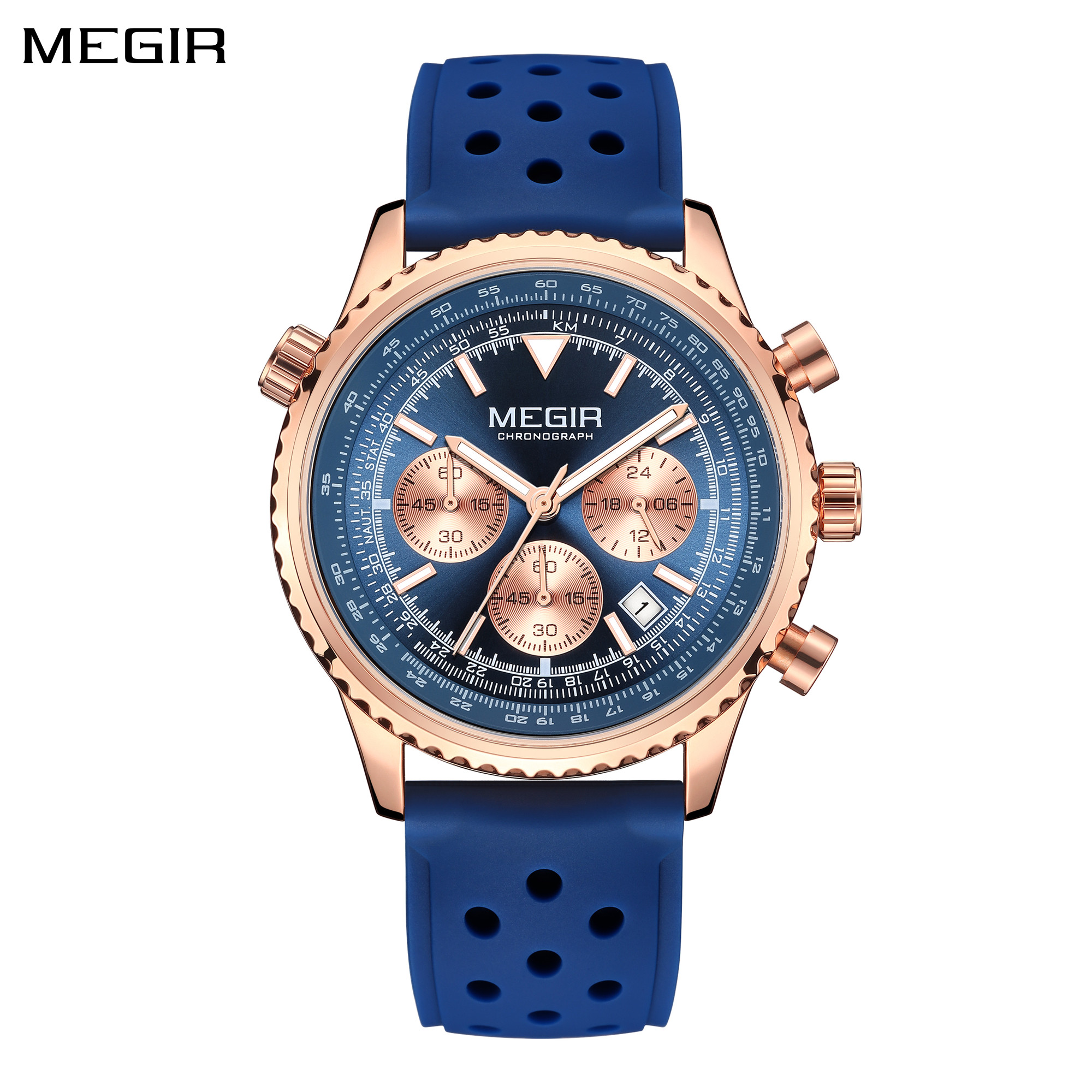 MEGIR Men's Sports Watches Top Brand Luxury Waterproof Silicone Quartz Chronograph Luminous Men Wristwatch Clock Reloj Hombre