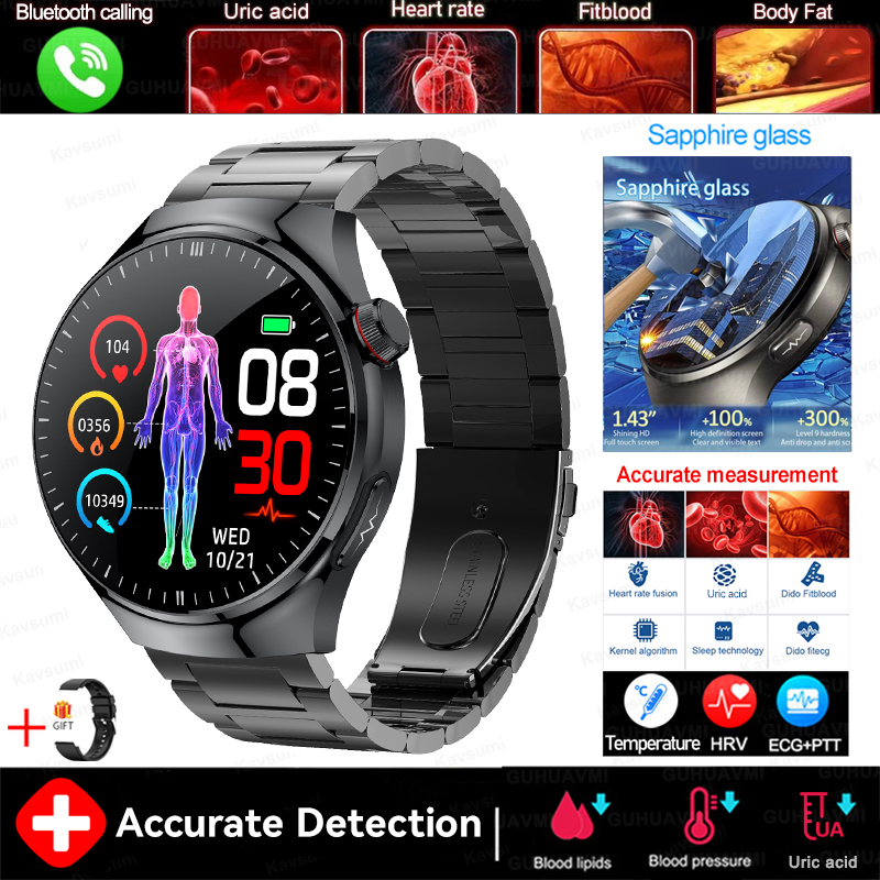 2025 New For XIAOMI Accurate Blood Lipid Uric Acid Smart Watch Men Women ECG+PPG Blood pressure Bluetooth call Health Smartwatch