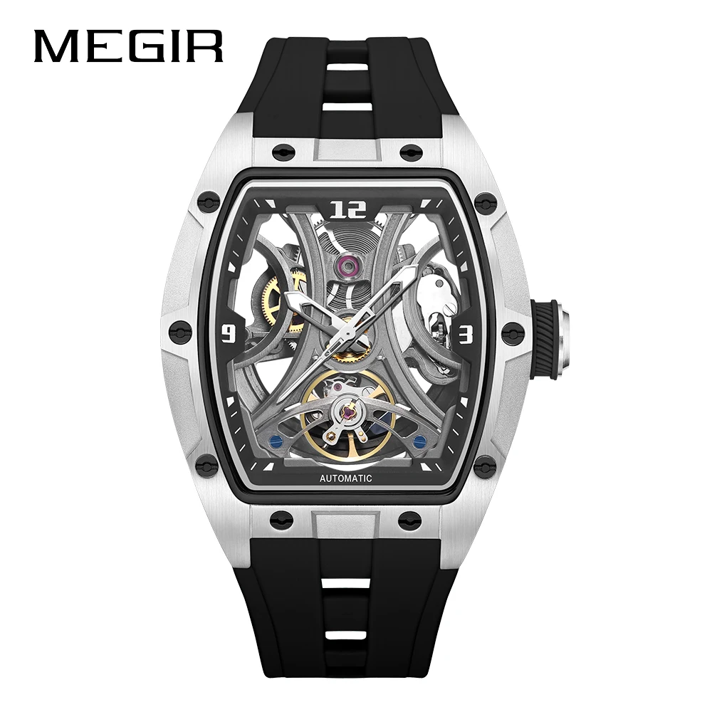 MEGIR 2025 New Men Automatic Mechanical Watches Men Luxury Brand Movemen Stainless Steel Waterproof Watch Relogio