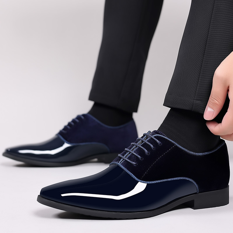 Classic Men's Leather Shoes Patent Leather Dress Shoes Lace Up Office Work Shoes Pointed Toe Wedding Oxfords Plus Size Shoe New