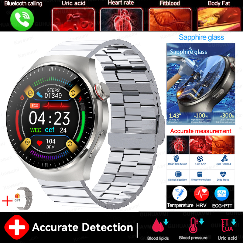 2025 New For XIAOMI Accurate Blood Lipid Uric Acid Smart Watch Men Women ECG+PPG Blood pressure Bluetooth call Health Smartwatch