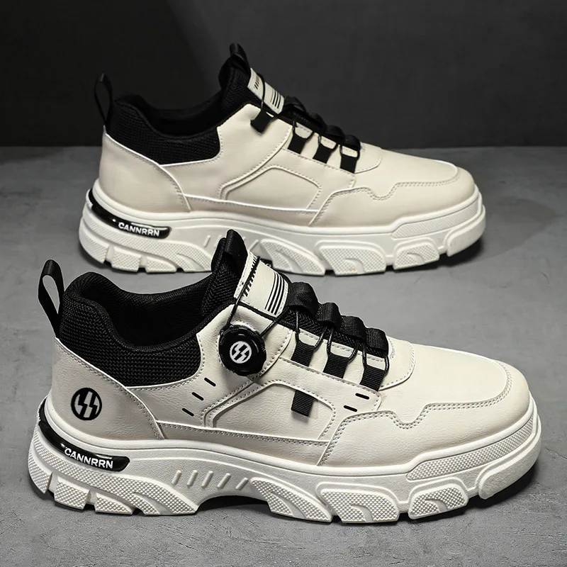 Autumn Men's Sneakers 2025 New Breathable Casual Shoes for Men Buttons Platform Vulcanzed Sneakers Shoes Non-slip Safety Shoes