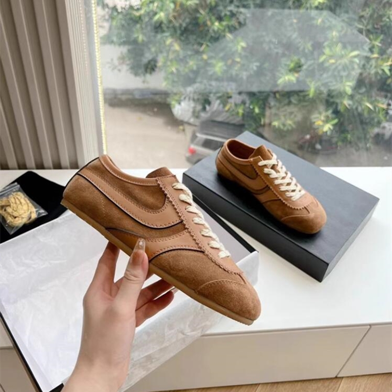 German Training Shoes Women 2025 New Genuine Leather Women Sneakers Flat Lace-up Retro Large Size Forrest Gump Shoes Women