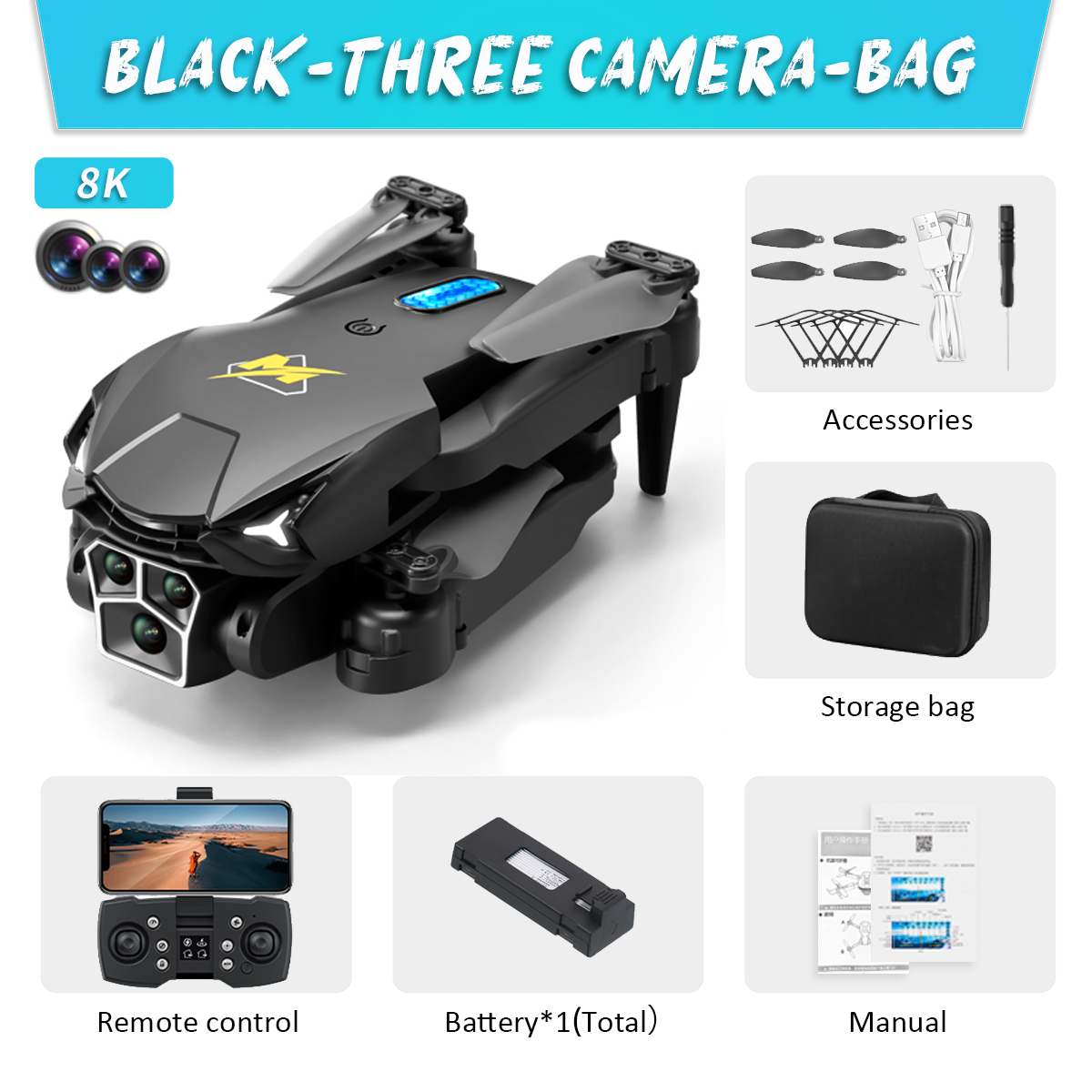 M3 8K Professional Drone DualCamera 4K Obstacle Avoidance Four Axis Folding RC Quadcopter Aerial Photography Sell Apron