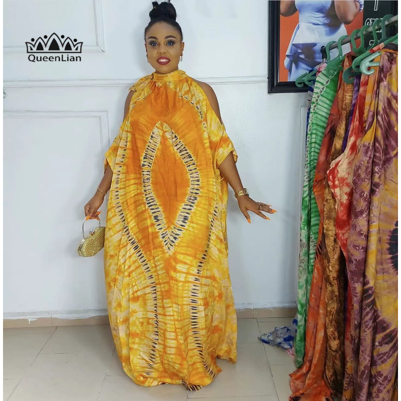 Free Style African National Characteristics Classic Pattern Chiffon Off-the-shoulder Stand-up Collar  Plus Size Dresses