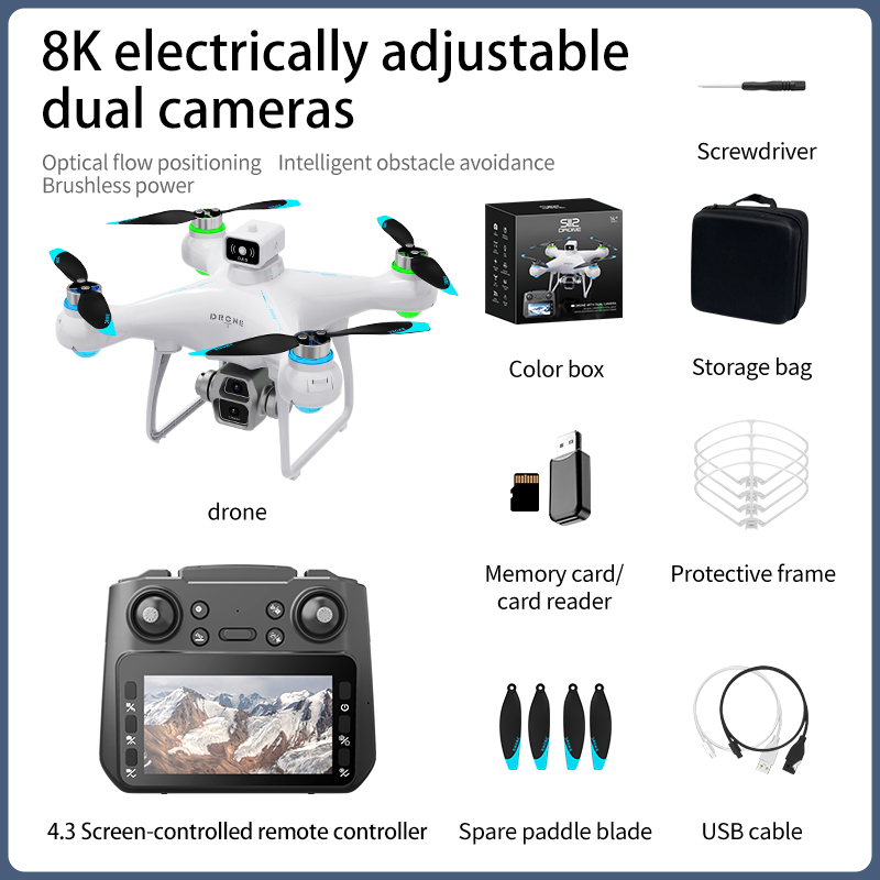 NEW S112 Screen controlled 4G optical flow brushless4 sided obstacle avoidance dron with dual lens WIFI professional aerial came