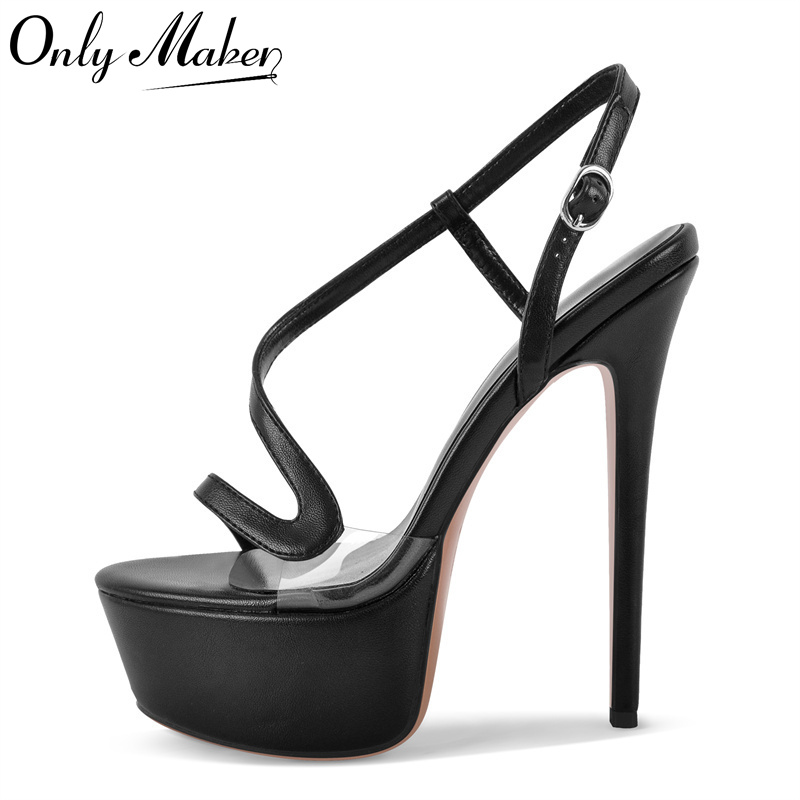 Onlymaker Women Open Toe Platform Sandals Thin High Heel  Party Evening Dress Stiletto Heels Sandals