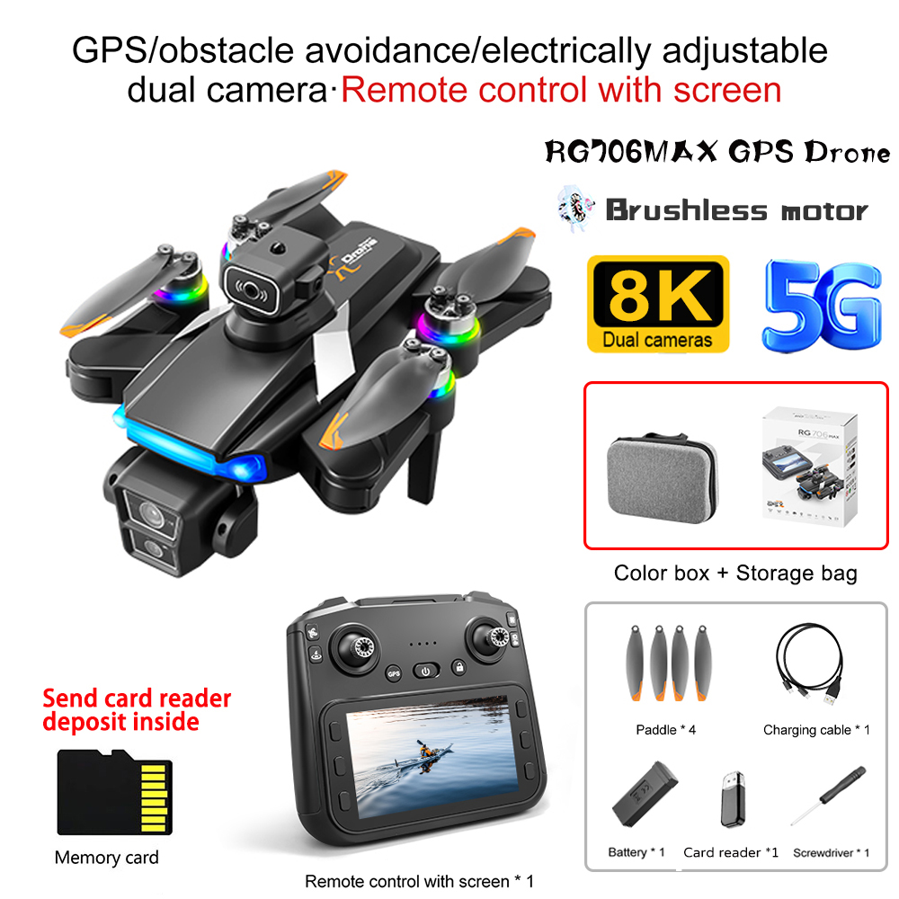 RG706 MAX GPS Drone 8K Professional Dual HD Camera 5G WIFI FPV 360° Obstacle Avoidance Brushless Large Screen Rc Quadcopter Dron