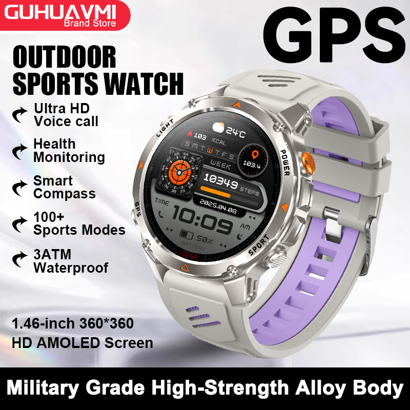 2025 New Military Bluetooth Call Smart Watch Built-in GPS Compass Barometric Altimeter 10ATM Waterproof Sports Smartwatches Men