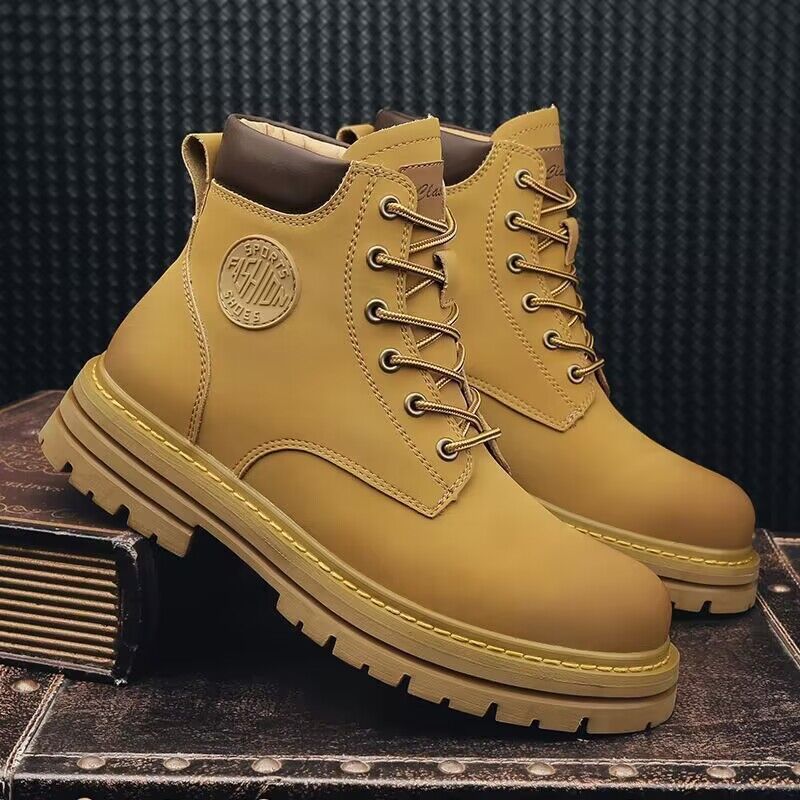 New autumn men shoes boots High Top Fashion Motorcycle Leather Shoes Outdoor leisure comfortable Boots male Lace-Up Botas