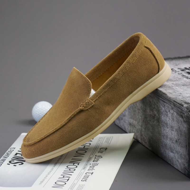 Classic Brand Men's Suede Leather Shoes Soft Soles Comfortable Loafers for Daily Commuting and Men's Driving Work Shoes