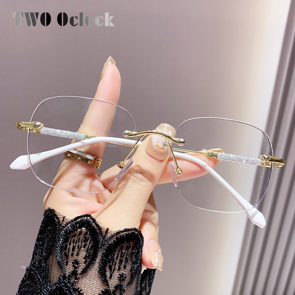 Women's Glasses Myopia Photochromic Sunglasses Rimless Prescription Glasses Graduated Optical Lenses Transparent Glasses Minus