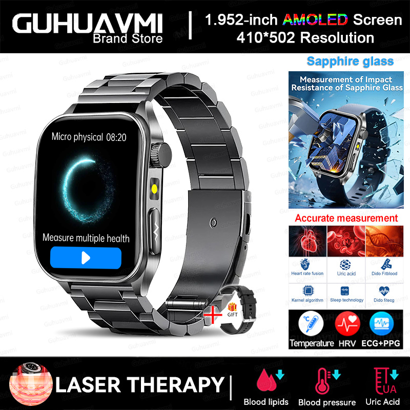 2025 New AI-GPT  Diagosis ECG Health Smart Watch Men Blood Pressure Lipid Uric Acid  Intelligent Q&A Health smart bracelet  Men