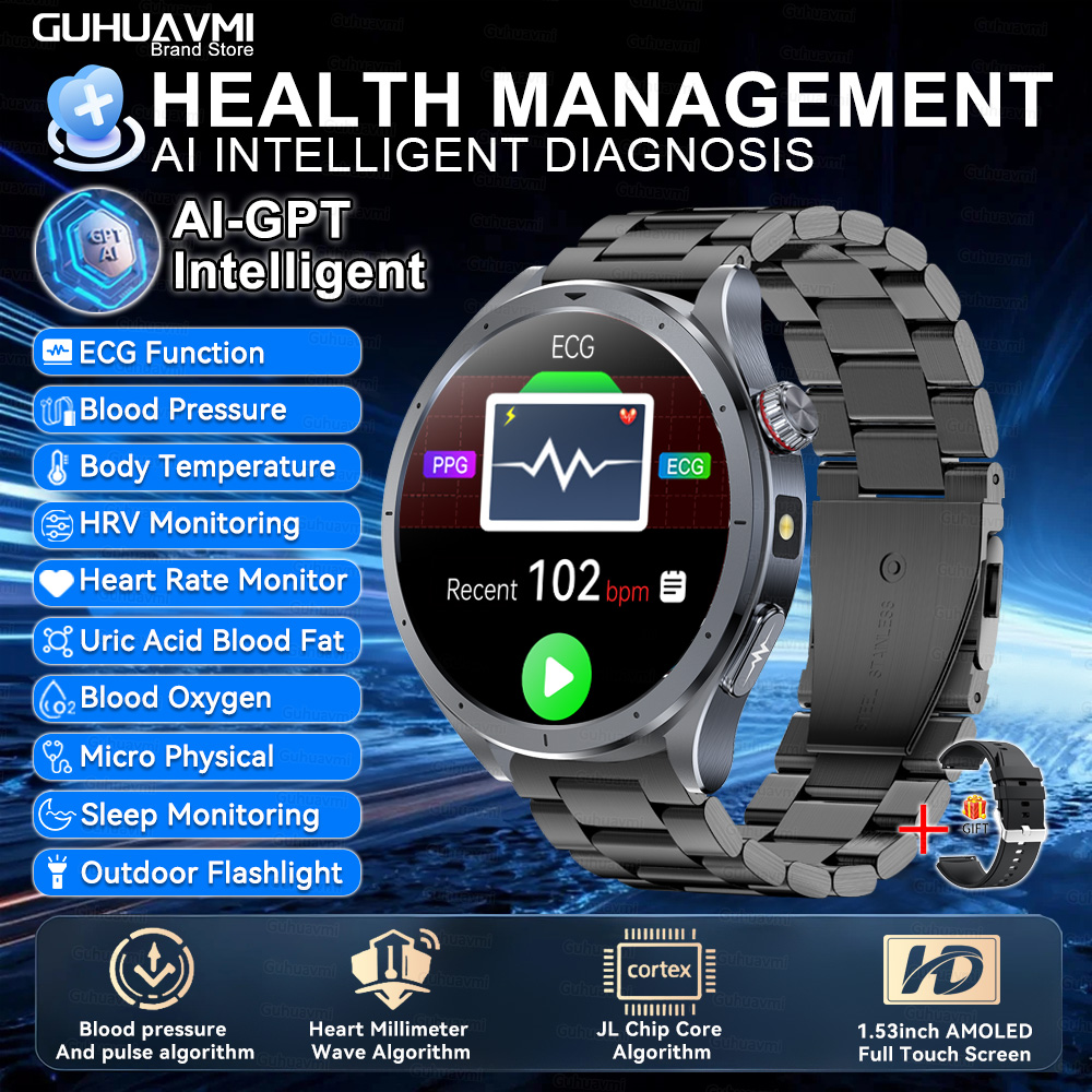 2025 New AI Health Care Accurate detection ECG+PPG SmartWatch Blood Pressure lipids Uric Acid Analysis ChatGPT Health Smartwatch