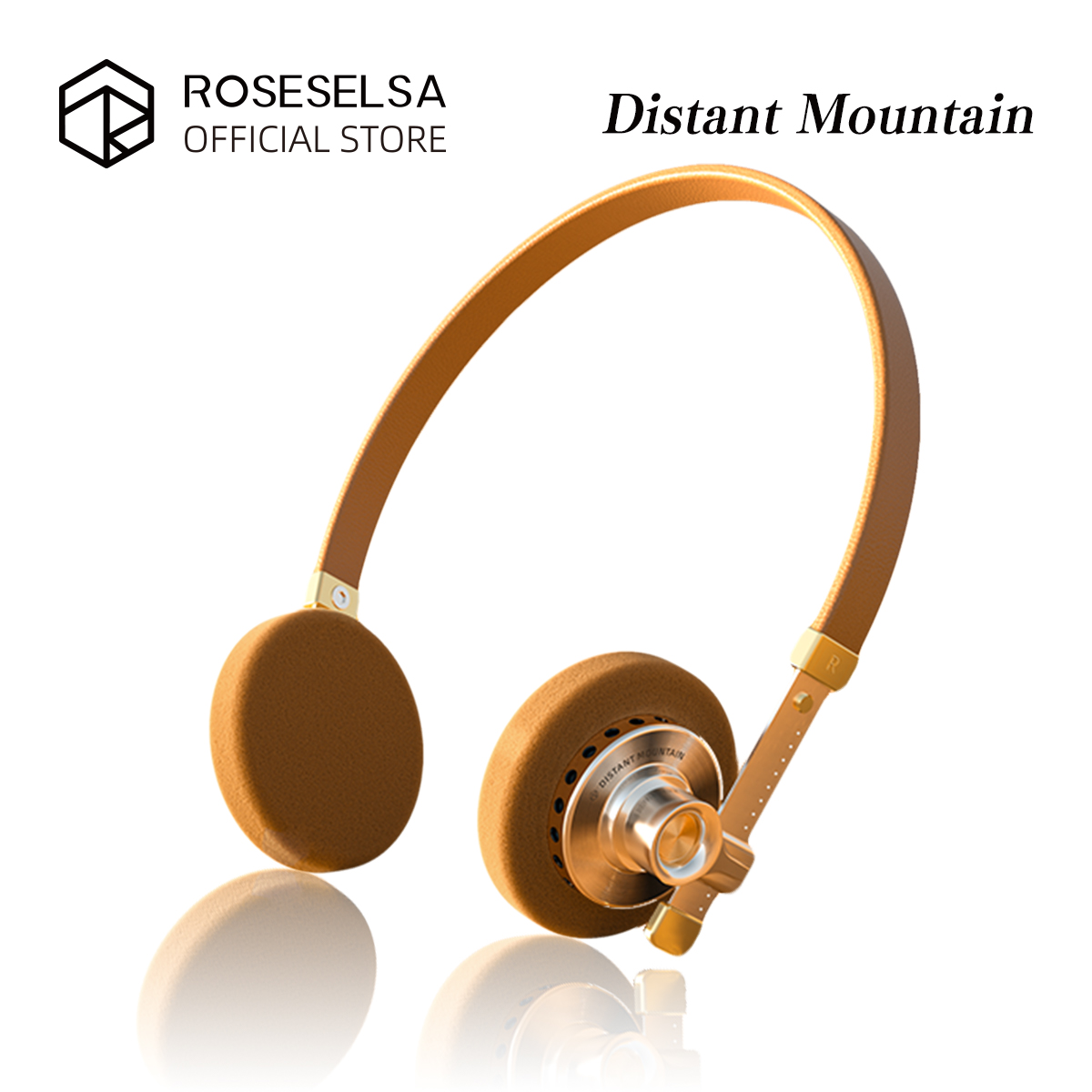 ROSESELSA Distant Mountain Retro On-Ear Wired Headphones Fashionable Headset Metallic HiFi Earphones