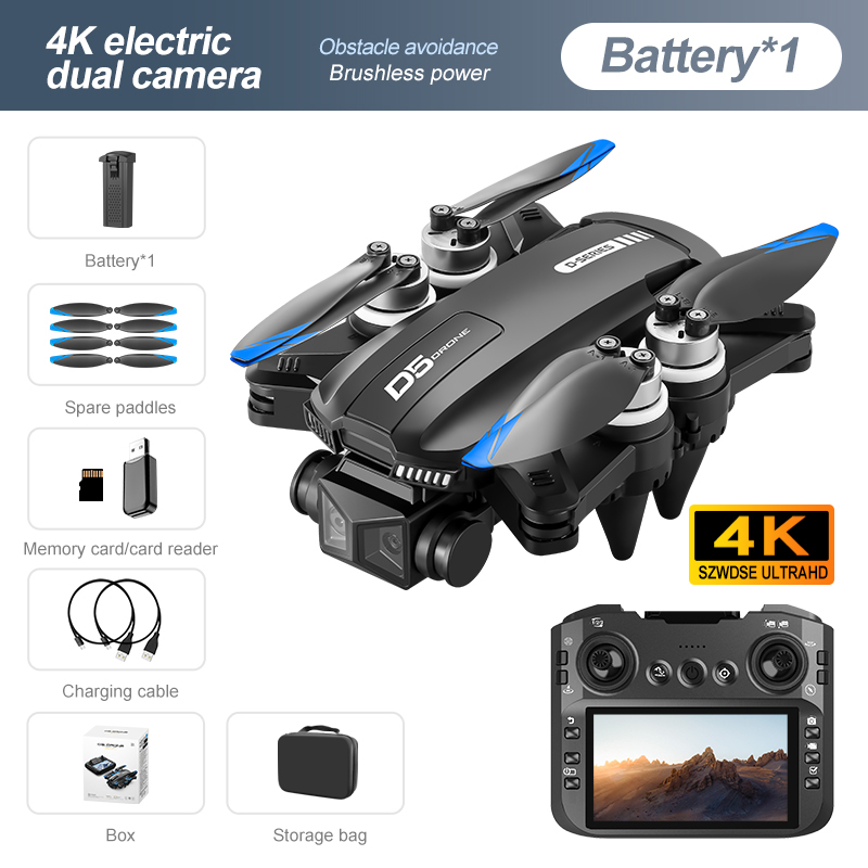 NEW D5 Drone Professional 4K HD Dual Camera Obstacle Avoidance FPV Brushless WIFI optical flow positioning RC Quadcopter Toys