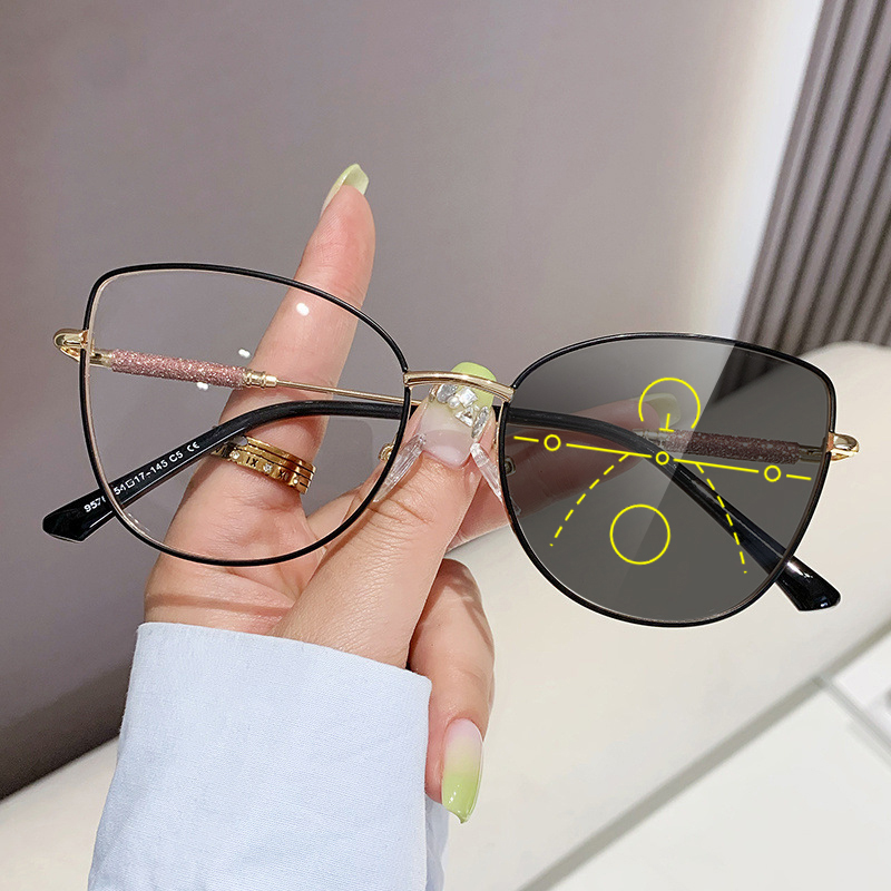 VICKI Lady Cat-Eyed Glasses Fashionable Anti-blue Light Sunglasses Customizable Prescription Photochromic Multifocal H7140