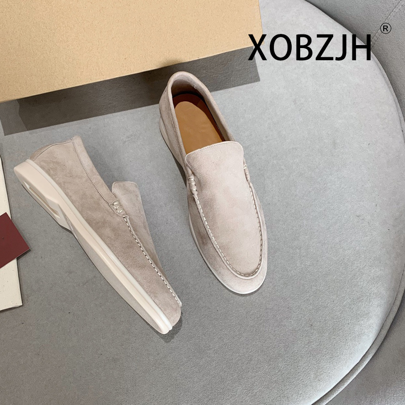 No Logo-Luxury Designer Suede Leather Men's Loafers Spring and Autumn Casual Soft Sole High Quality Cashmere Trends Flat Shoes
