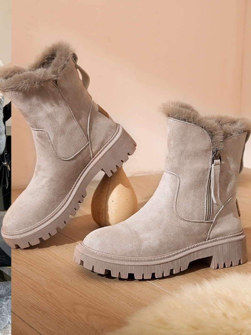 NEW Snow Boots Women Winter Warm Fashion Designer Platform Boots Non-slip Short Plush Flats Suede Shoes Mujer