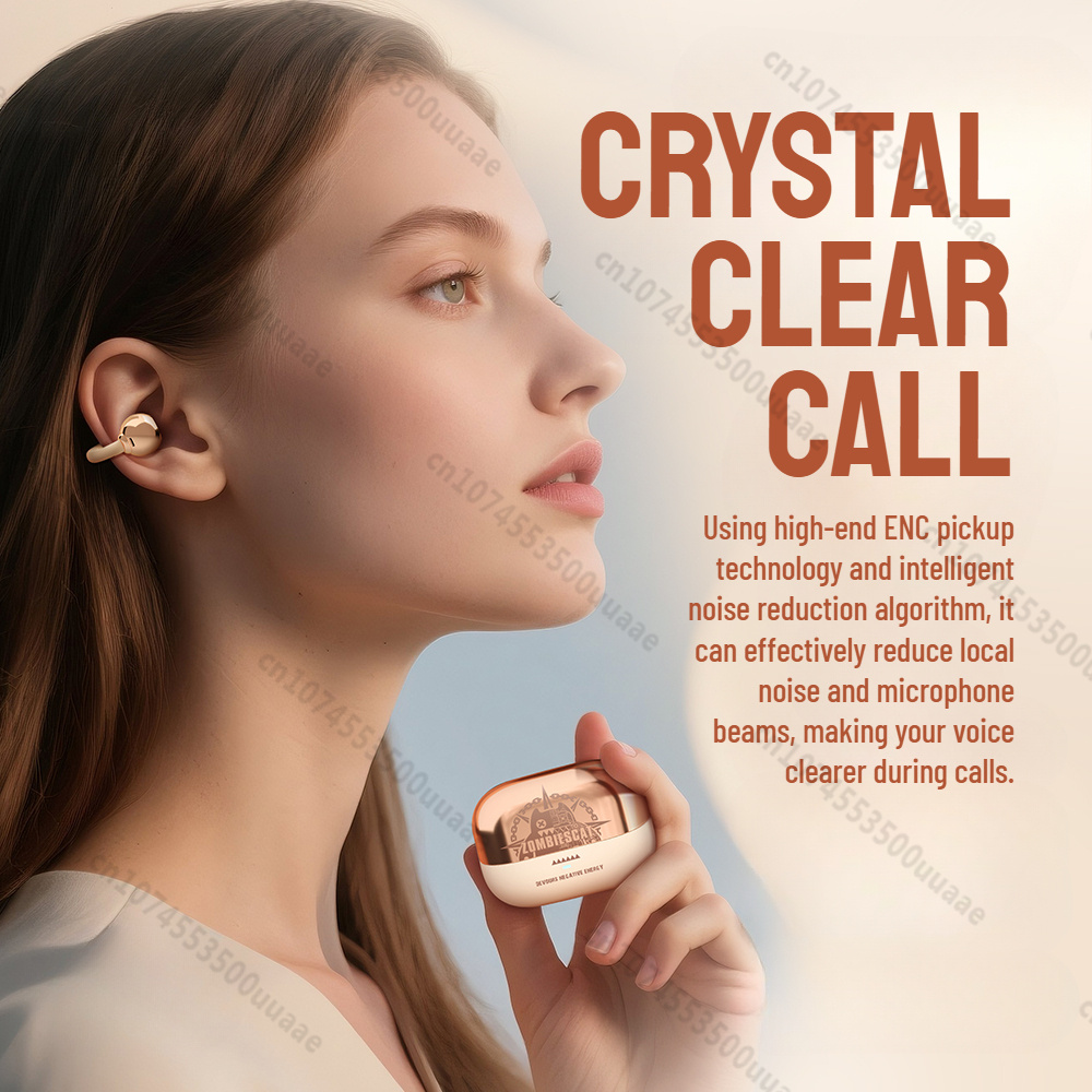 Zombiescat B15 OWS Ear Clip Headphone 360° Immersive Stereo Bluetooth 5.4 Wireless Earphones ENC Clear Call TWS Wireless Earbuds