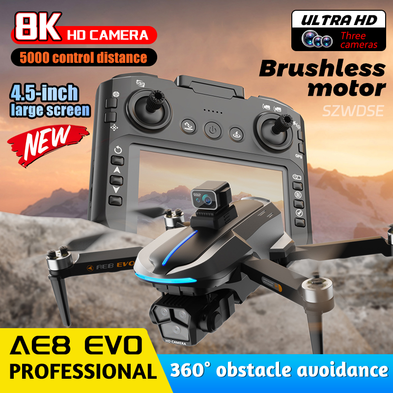 AE8 Brushless Drone 8K Professional HD Camera Drones 5G WIFI FPV Video 8k UAV With Screen Remote Control RC Quadcopter Dron
