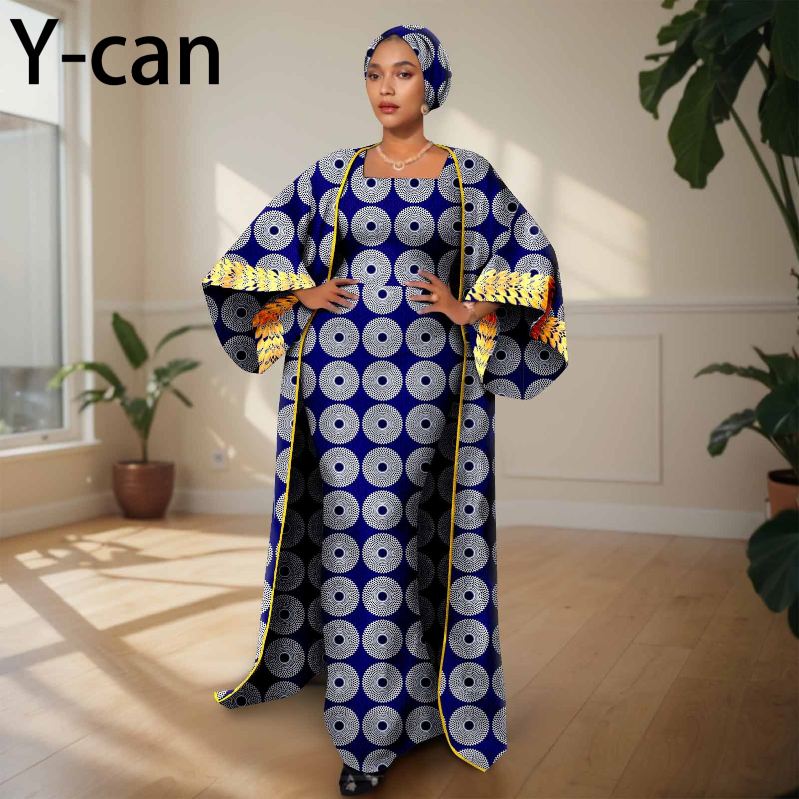 African Clothing for Women Female Suit Set Long Coat and Sleeveless Dress With Headscarf for Lady Traditional Outfits 2426029