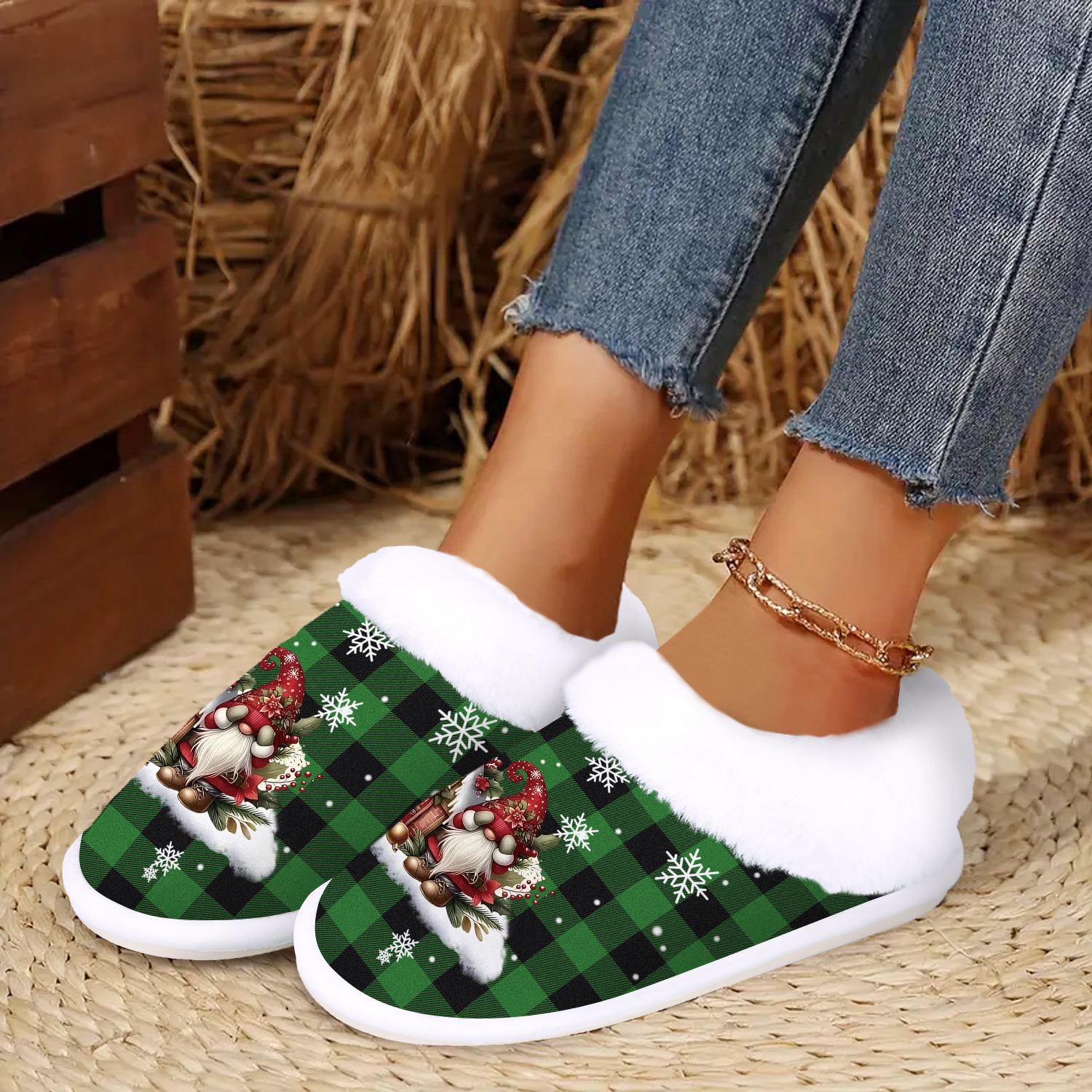 Holiday Gift, Adorable Santa Claus Slippers for Home And Outdoors, Cozy Footwear, Comfortable Fuzzy Indoor Shoes