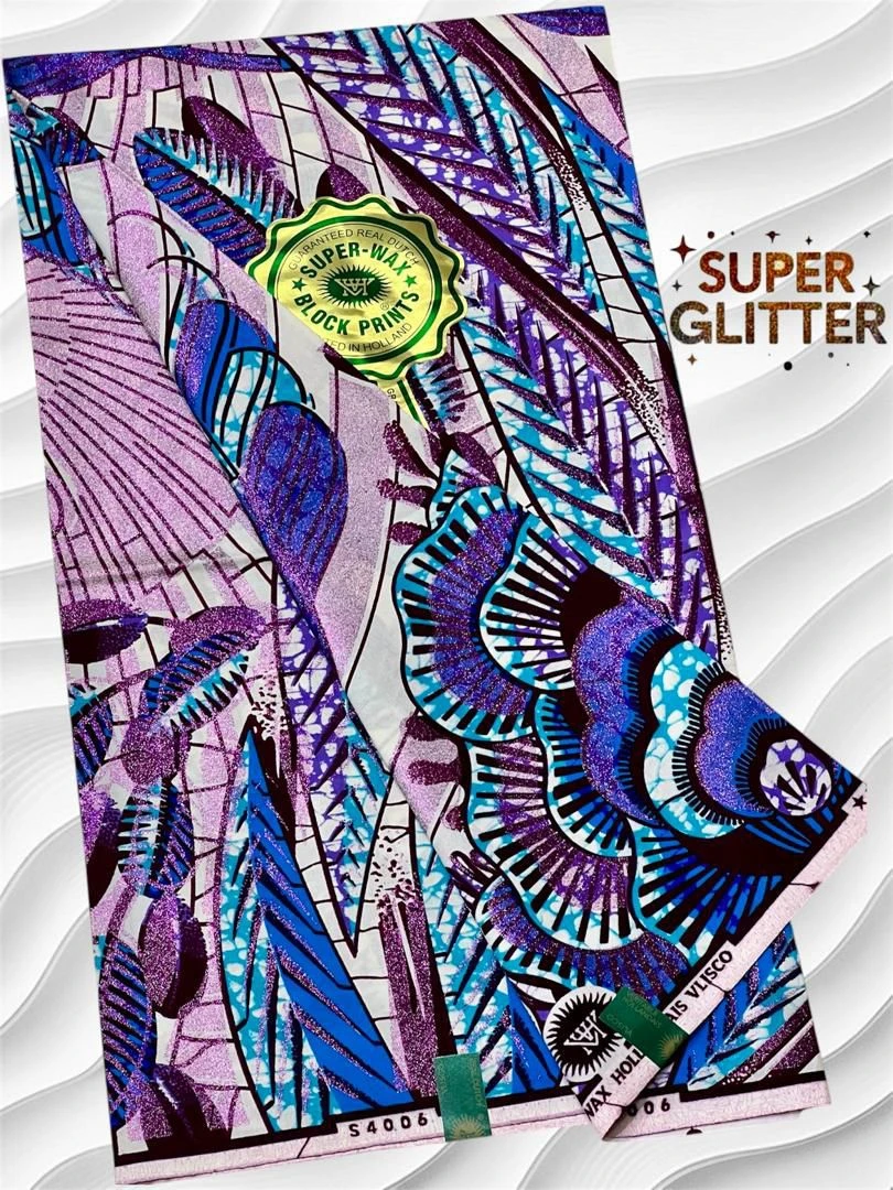 Shine Like Royalty: Original Super Glitter Grand Super Wax – Elite Atamfa Turmi for Stunning Dashiki & High-Fashion African Outfits