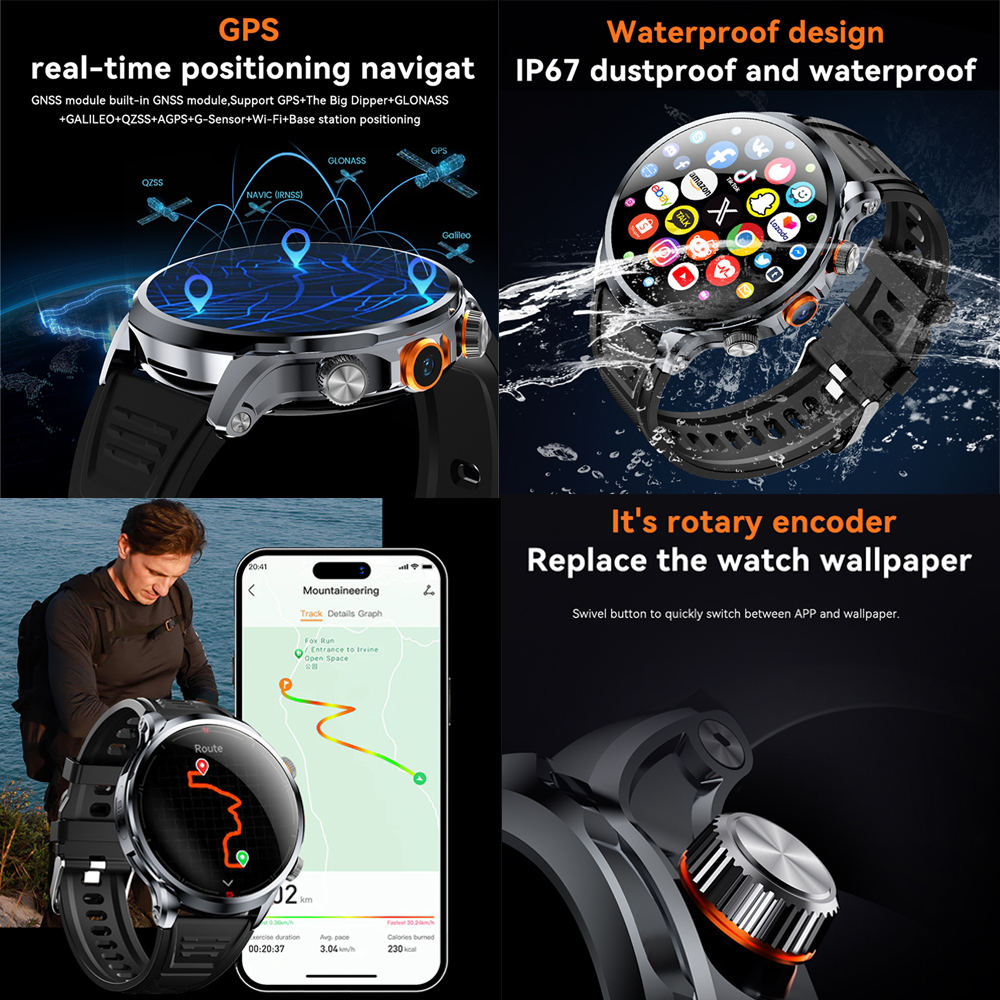 5G/4G Full Netcom Android Smart Watch With SIM Card Camera Video Call AMOLED GPS WIFI Google Play Maps Smartwatch For Men Women