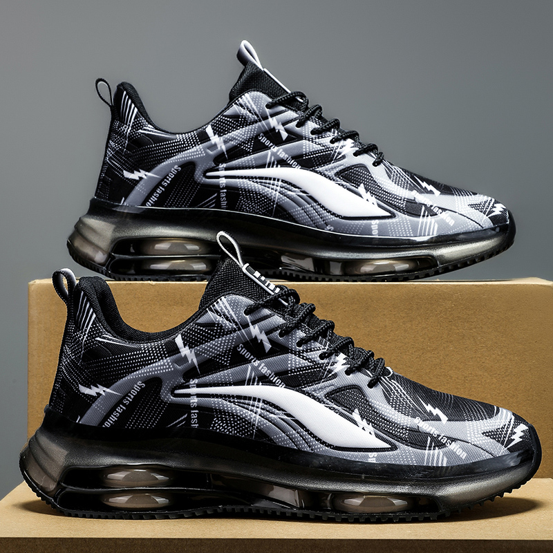 Men's Fashion Basketball Shoes with Air Cushions, Comfortable and Non-Slip, Breathable and Shock-Absorbing, Suitable for Men's Outdoor Activities