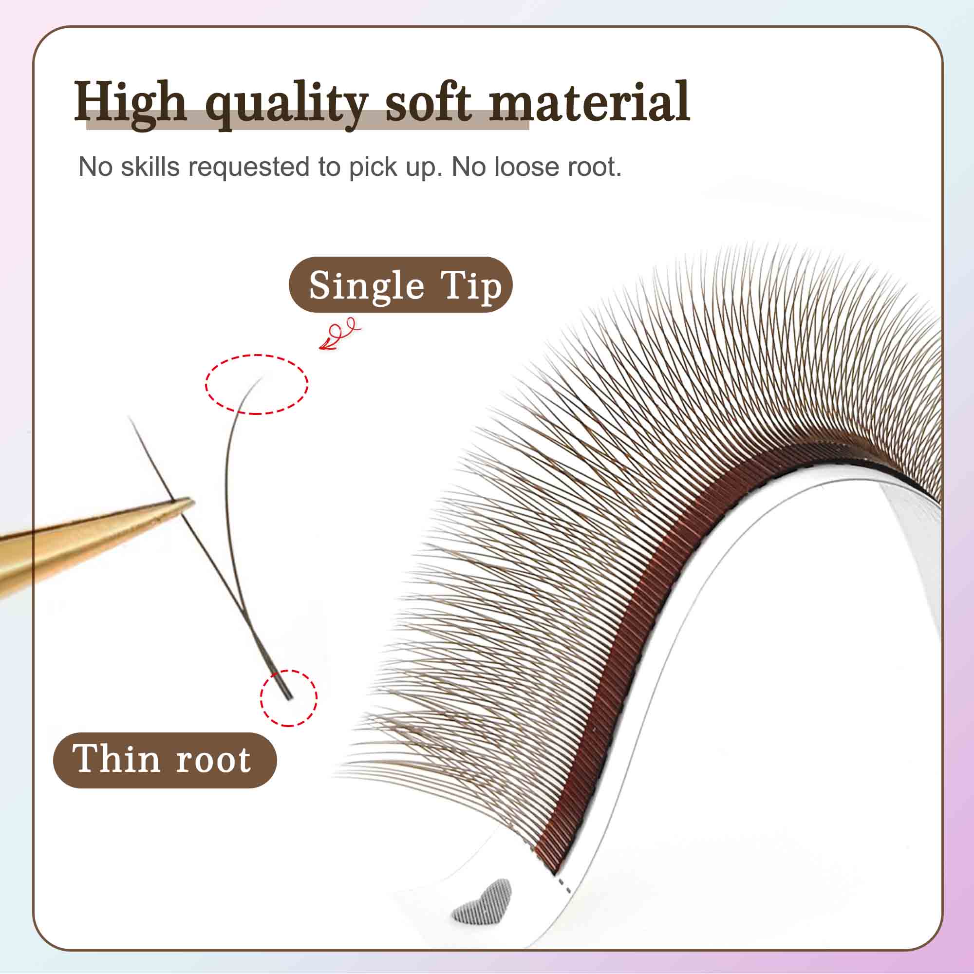 CoMango Mix 8-12/8-15mm Brown Eyelash Extension 2D V Shape False Lash Premade Fans Soft Light Natural Eyelash Makeup