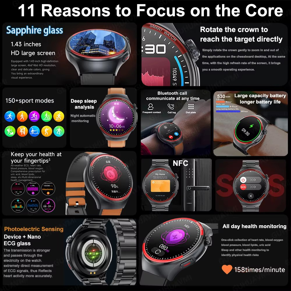 2025 New Nursing Health laser Cure Blood pressure Smart Watch Men Heart rate Pulse Sleep Bluetooth call Body Monitor Smartwatch