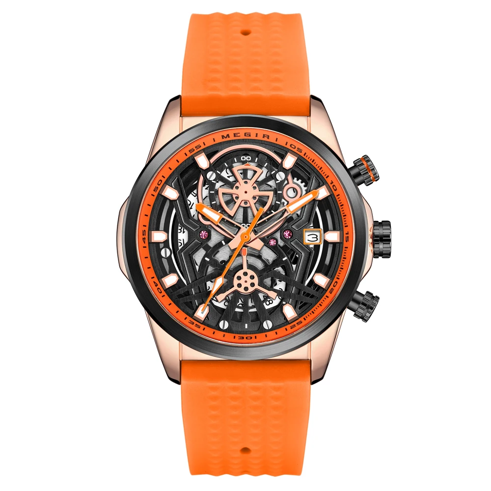 Sport Chronograph Watches for Men Top Luxury Brand MEGIR Quartz Waterproof Fashion Man WristWatch with Auto Date Luminous Hands