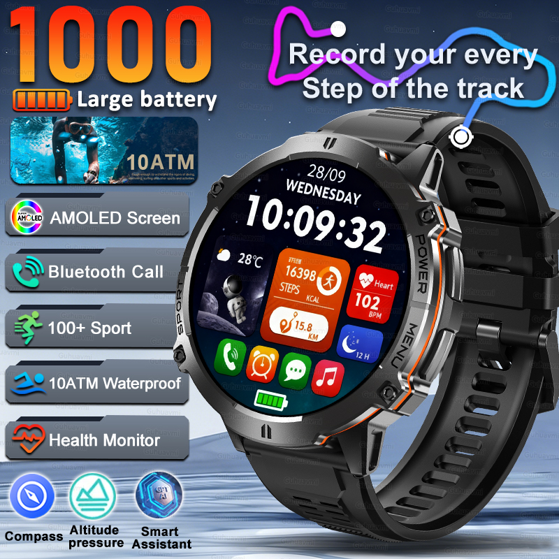 Men Smartwatch High End Sports Watches 1000mAh Large Battery Waterproof Durable AI Custom dial  TREX3  Smart Watch For Men women