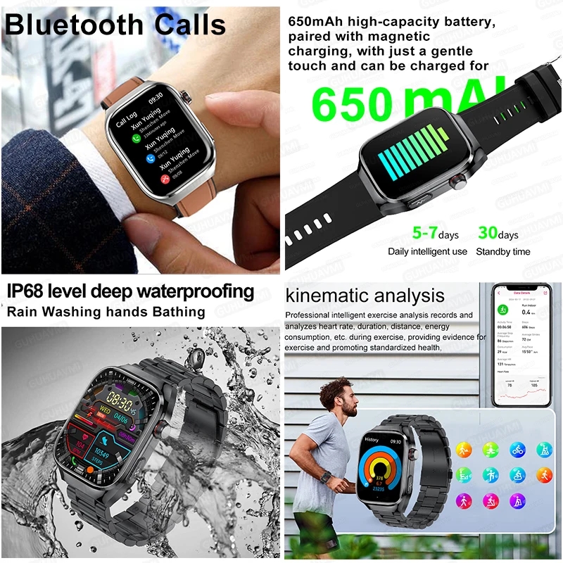 2025 New For XIAOMI Uric acid Blood lipids Smart Watch Men ECG+PPG Blood pressure Blood oxygen Bluetooth Call Health Smartwatchs