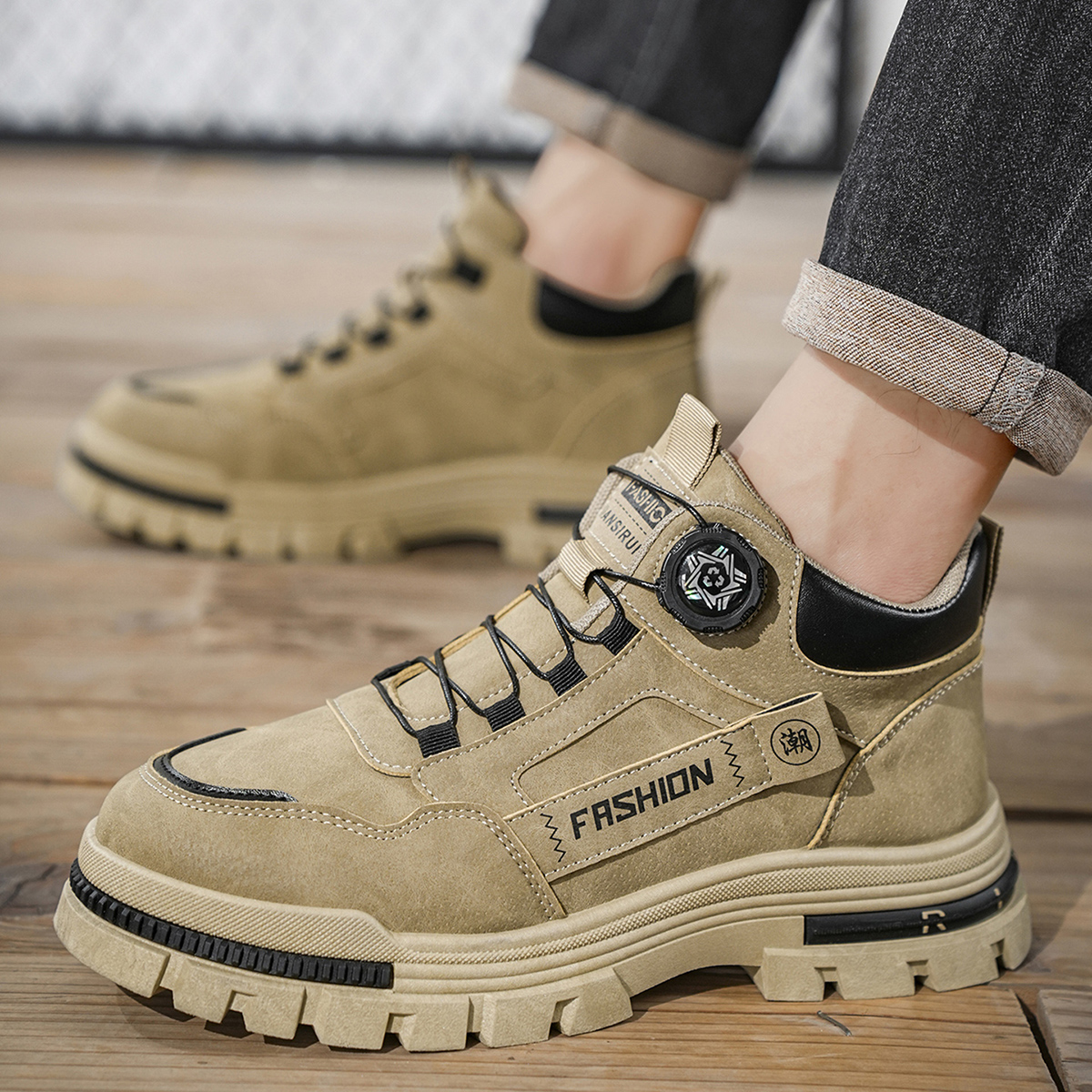 Low-Top Men's Platform Sports Outdoor Traditional Footwear - Lace-Up Stylish Trendy Street Hiking Skate Shoes