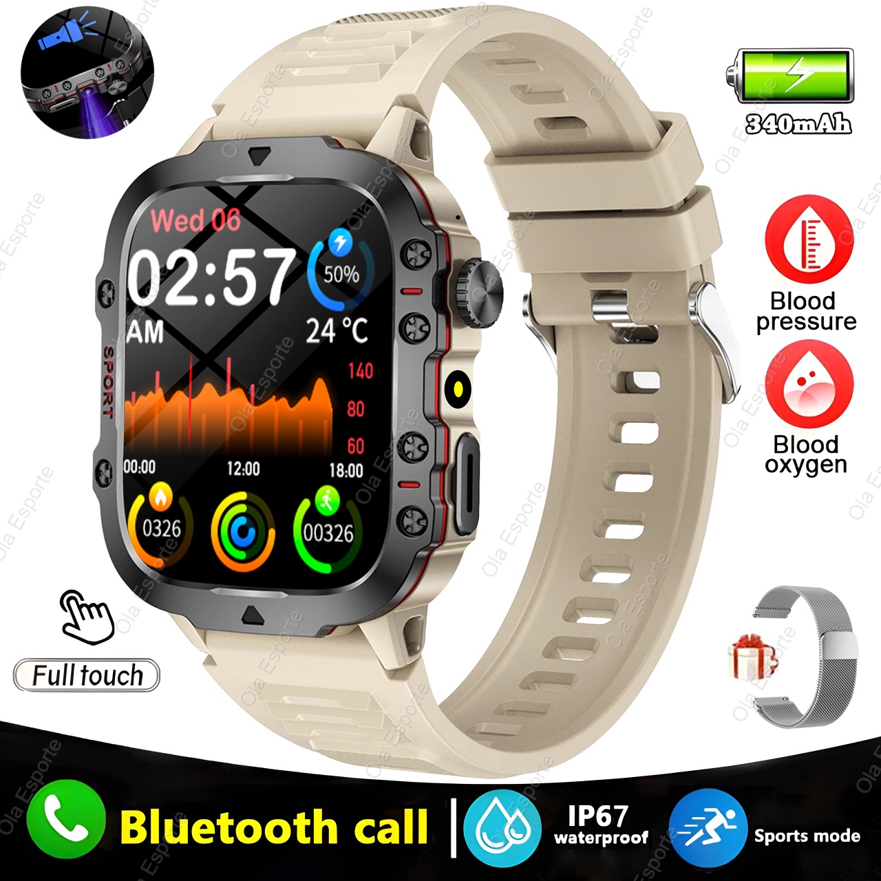 2025 New Military Smart Watch Men IP68 5ATM Outdoor Sports Fitness Tracker Health Monitoring 1.81Inch Bluetooth Calls Smartwatch
