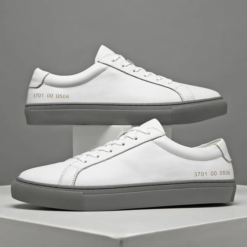 Italian Genuine Leather Men's Shoes 2024 Designer White Shoes Comfy Walking Shoes Lace-up Business Outdoor Zapatos Para Hombre