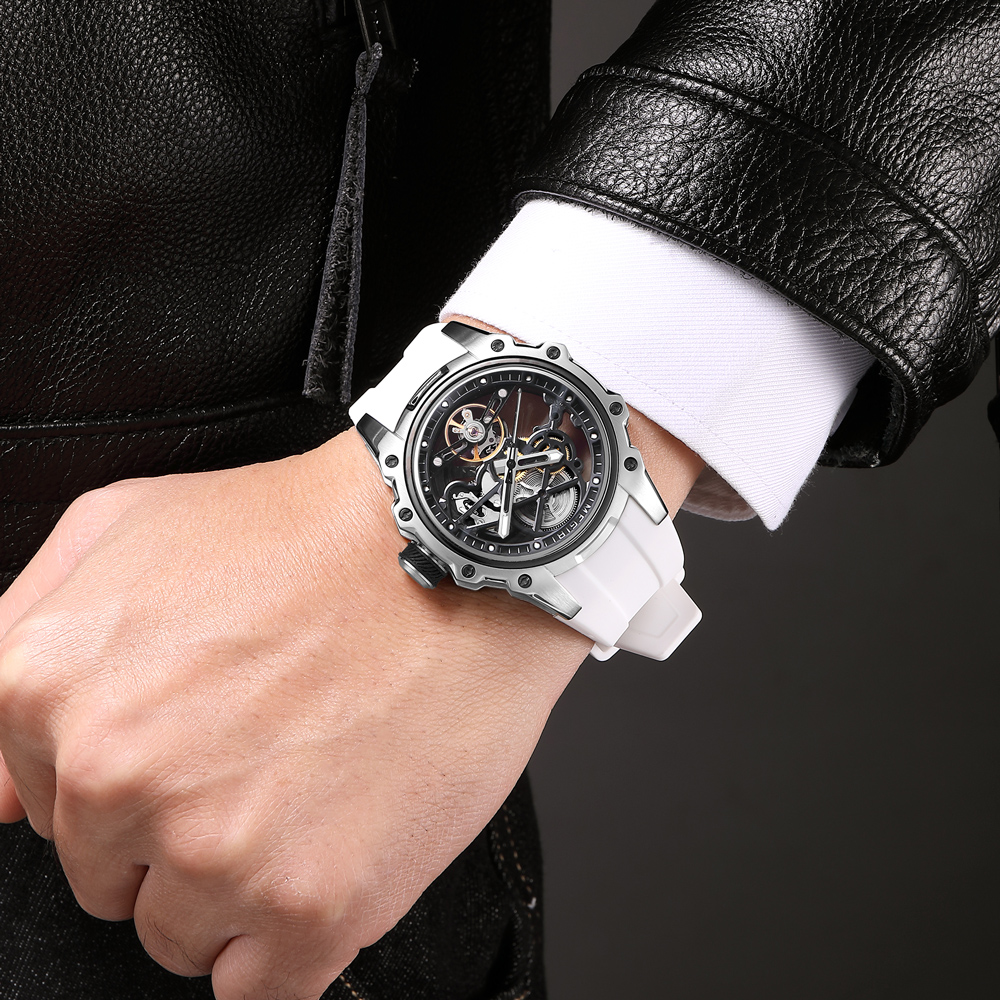 MEGIR Automatic Mechanical Luxury Watch Men Top Brand Stainless Steel 43mm Dial Watch Luminous Waterproof Men's Wristwatch