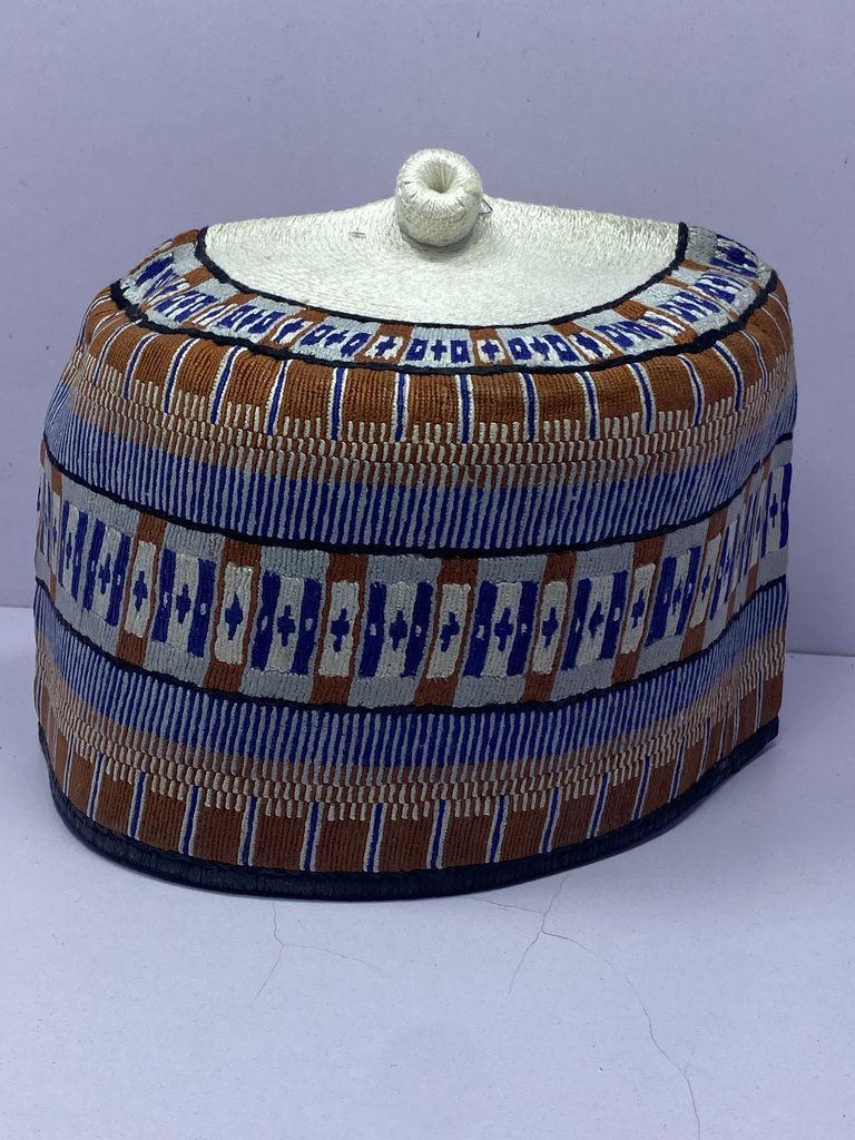 Orange Rawaram – Hausa/Fulani Cap, Kufi, Handwoven Cap, Zawa
