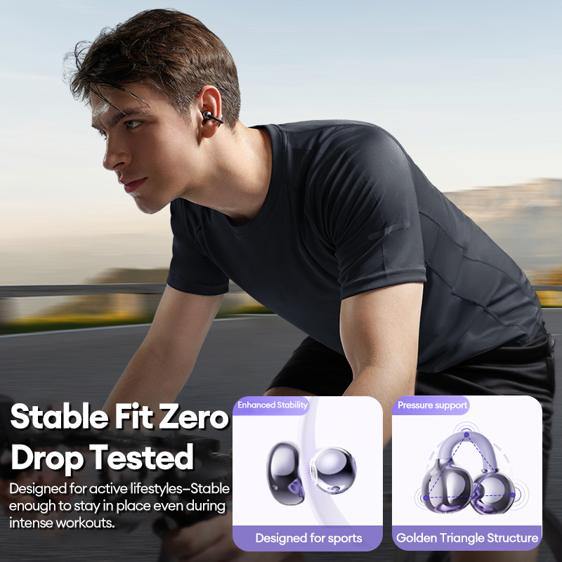 Lenovo LE302 OWS Wireless Bluetooth 6.0 Headset Long Battery Life Sports Ear Clip Earphones Noise Cancelling Headphones With Mic