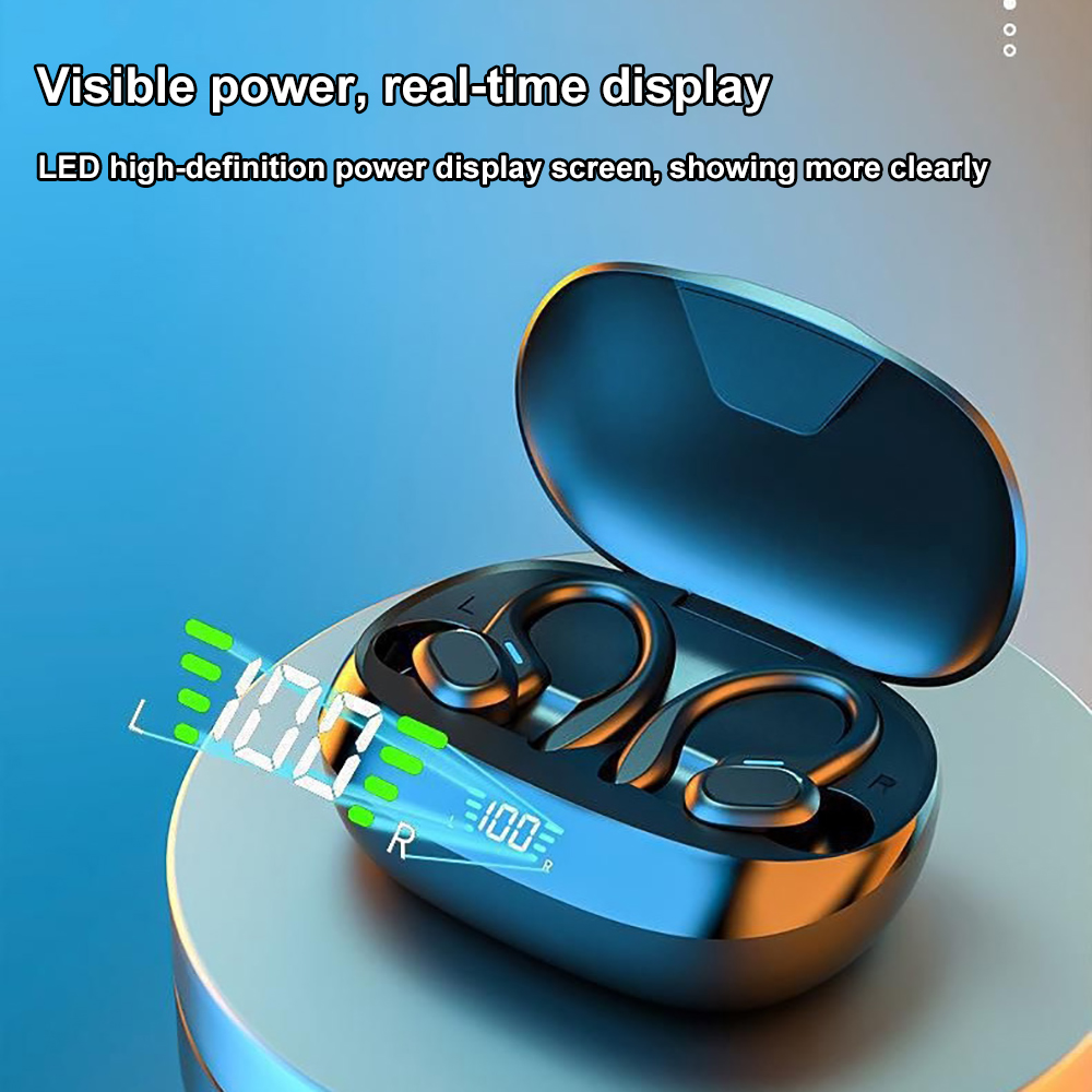 Open-Ear Earphones Ear Hook TWS Wireless Headsets Bluetooth Headphones HiFi Stereo Noise Reduction LED Display Sports Earbuds