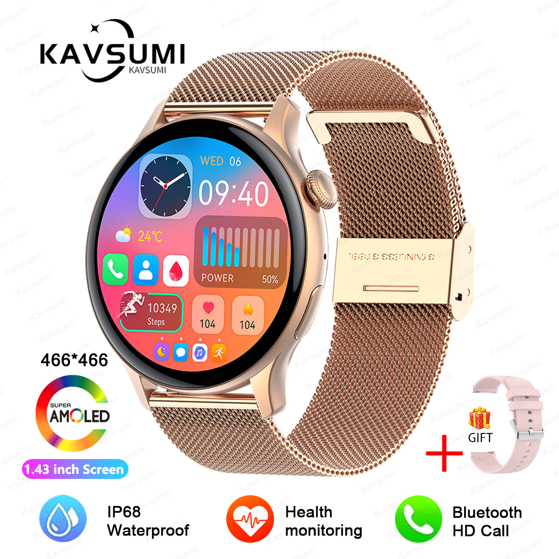 2025 NFC Smart Watch Amoled HD GPS Track Sports Heart Rate Bluetooth Call Waterproof Ladies Women Smartwatch For Huawei Xiaomi