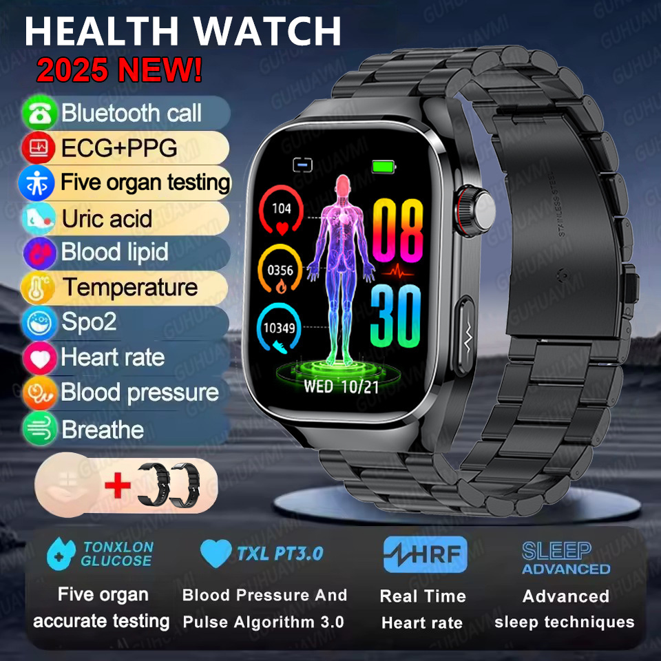 2025 New Smart Watch 2.04-inch AMOLED Screen Bluetooth Call IP68 Waterproof 650mA Sports Smartwatches Men Android Military-Grade