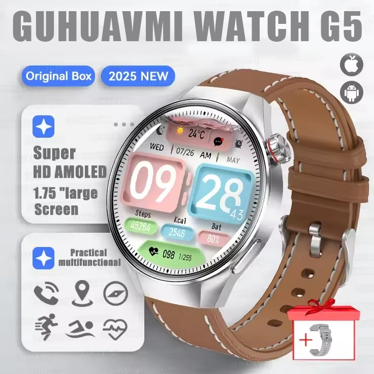 2025 New Originl Watch G5 PlUS Smart Watch 1.75" HD AMOLED Screen GPS track Heart Rate Bluetooth Call Compass Smartwatch for Men