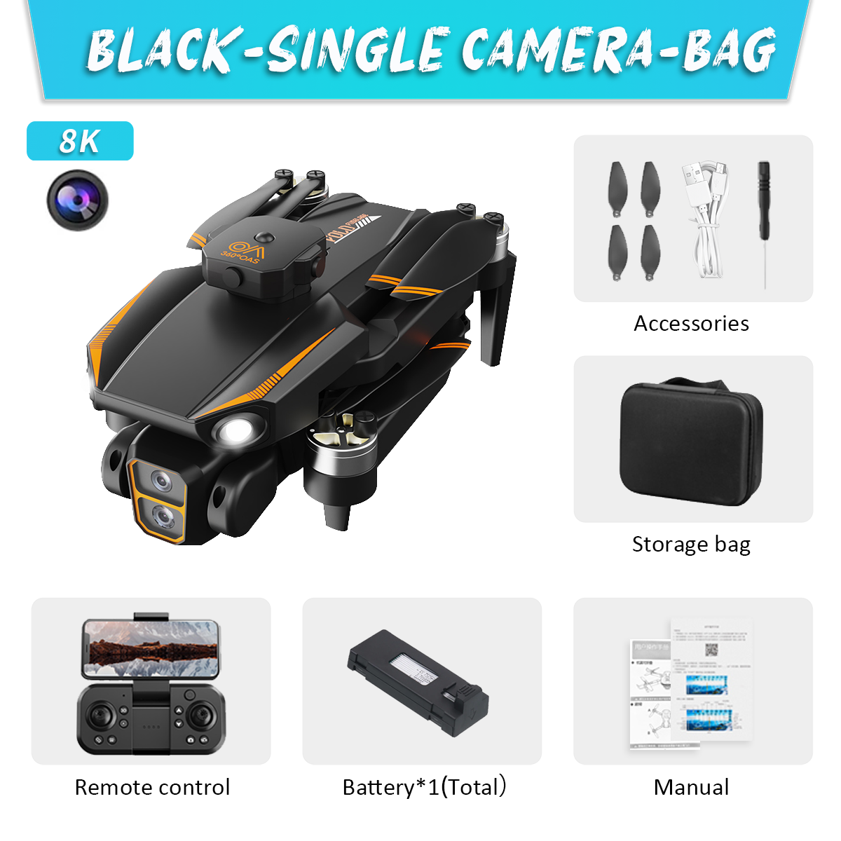 KBDFA S26 Drone GPS 8K Dual Camera Brushless Aerial Photography Obstacle Avoidance Quadcopter Optical Flow Positioning RC 10000M