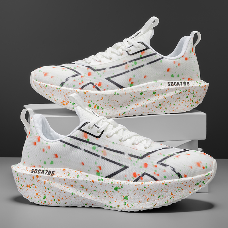 Men's Breathable Road Running Shoes - Shock-Absorbing and Wear-Resistant Soles, Eva Cushioning Pads, Lightweight Low-Top Sneakers with Striped Design, Suitable for Gym, Jogging and Everyday Wear, Styl