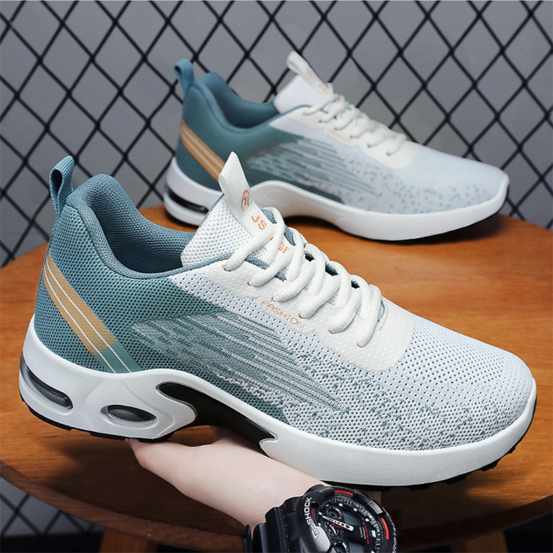 Men's Spring Casual Running Shoes Fashion Soft Sole Sports Sneakers Woven Upper Flying Stitch Design Comfortable Single Footwear
