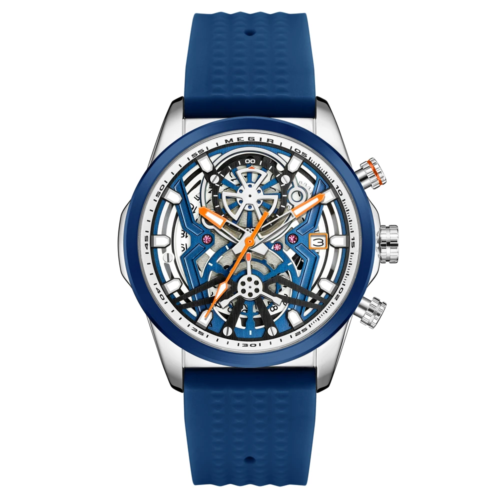 Sport Chronograph Watches for Men Top Luxury Brand MEGIR Quartz Waterproof Fashion Man WristWatch with Auto Date Luminous Hands