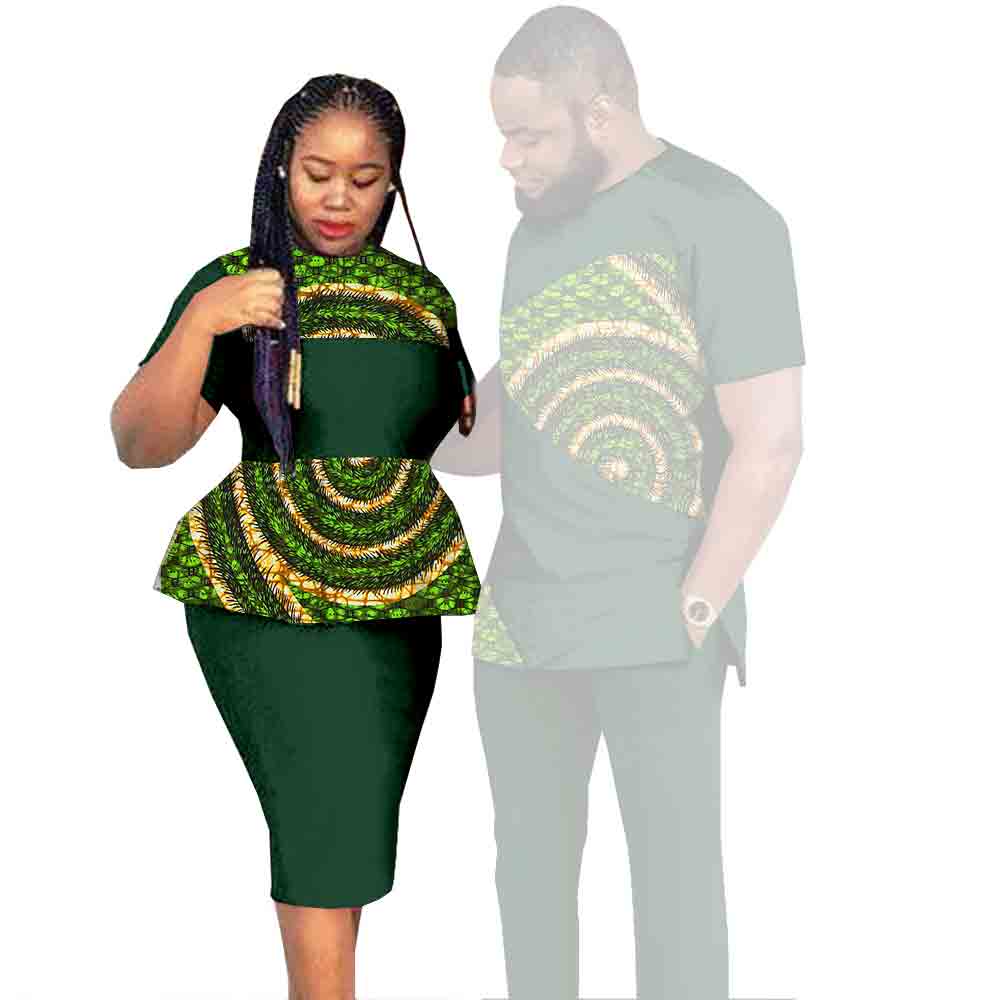 African Clothes for Couples Dashiki Women Patchwork Print Dresses Matching Men Outfit Top and Pants Sets Love Party Wear S20C010